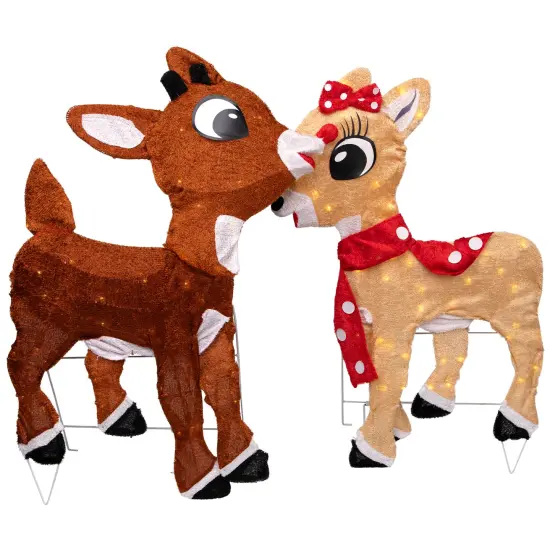Northlight Lighted Rudolph and Clarice Outdoor Christmas Decorations - 32" Brown {5}