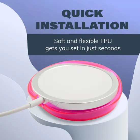 For Apple iPhone 12 & Pro Max Magsafe, 2 Pack Charger Accessories Cover Skin, Clear and Pink {5}