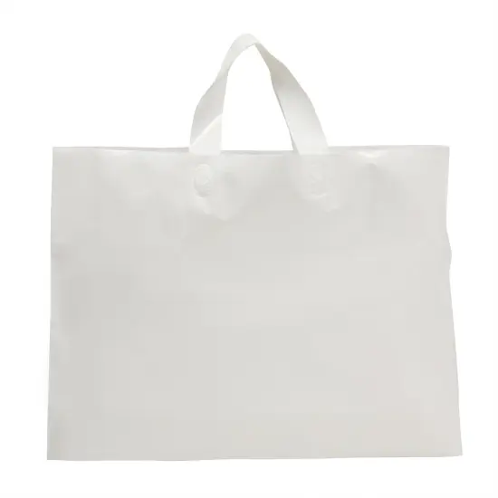White Plastic Shopping Bags for Small Business with Handles (12 x 16 In, 60 Pack) {3}