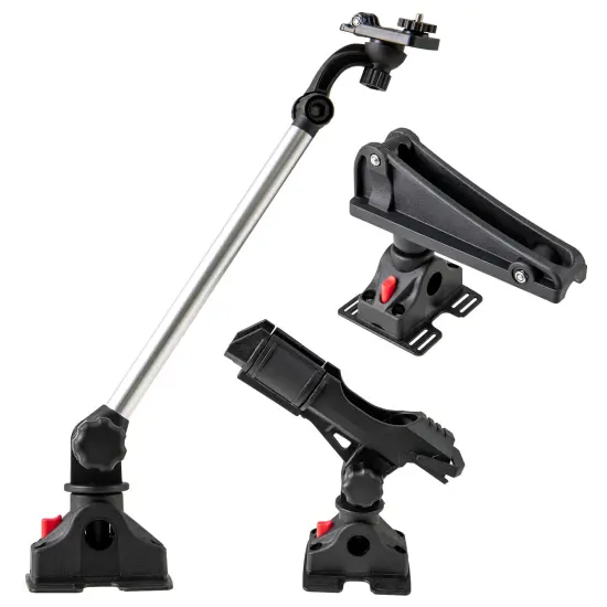 3-Piece Fishing Boat Accessory Set with Adjustable Go Pro Mount, Rod Holder, and Oar Holder {1}