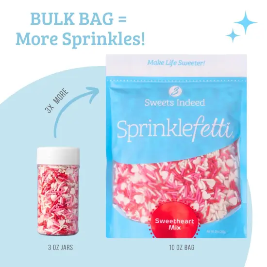 Sprinkles Bulk 10 ounce Edible Sprinkle Mix Perfect for Cake Decorations Baking Ice Cream Cookies Cupcake Topper (Sweatheart Jimmies) {4}