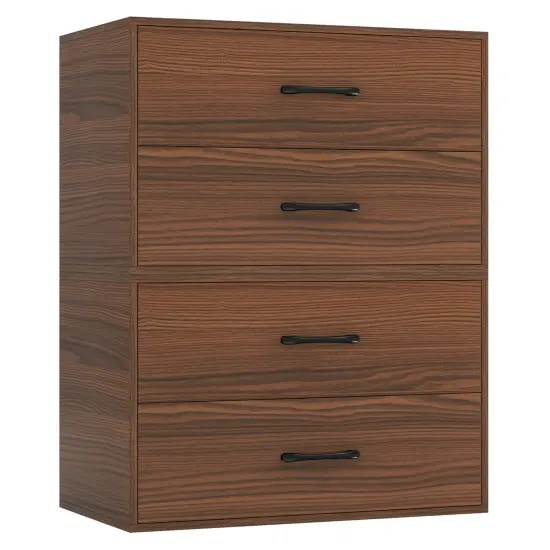 Stackable Horizontal Storage Cabinet Dresser Chest 2-Drawer and Handles ideal for Study or Closet, Bedroom Espresso {6}
