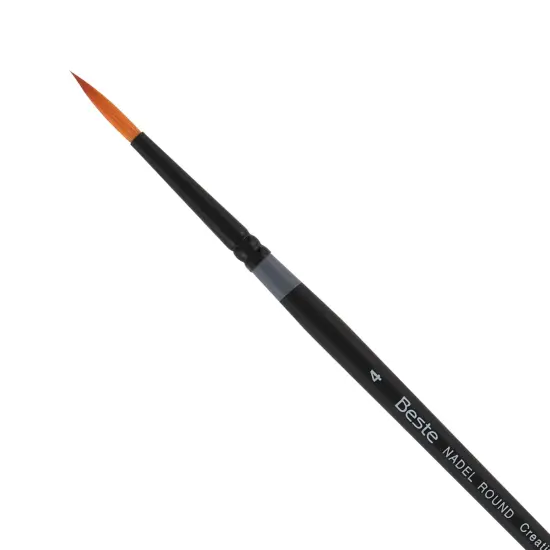 Creative Mark Beste Golden Taklon Nadel Round, #4 Artist Paint Brush, Professional Watercolor Brushes, For Acrylic Painting, Short Handle, Sharp Edges, Hand-Tied & Shaped {1}