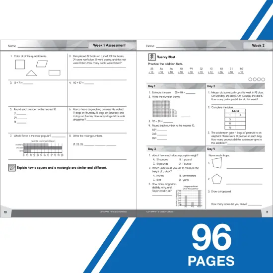 Carson Dellosa Math 4 Today 3rd Grade Workbook, Multiplication, Division, Fractions, Telling Time, Money, and More, Classroom or Homeschool Curriculum {4}