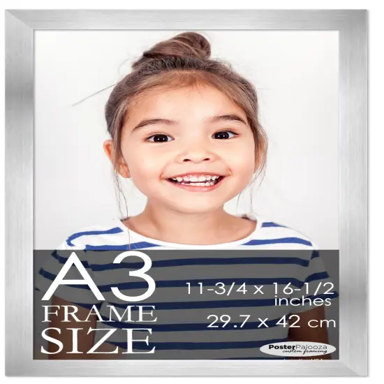 A3 Picture Frame (11.75 x 16.5 inches) &ndash; Solid Wood Frame with UV Acrylic in 5 Colors (Brown, Black, White, Silver, Bronze) {1}