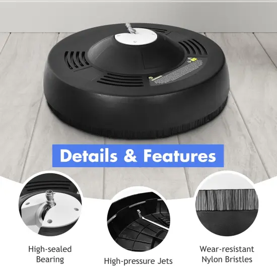 Black 16 Inch Pressure Washer with Quick-Connect Extension Wands and 2 Spray Nozzles and {6}