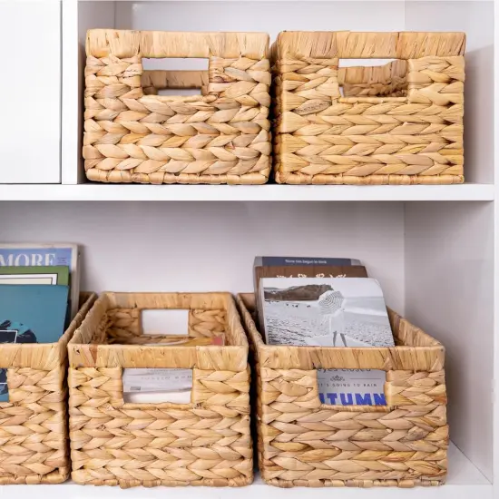 Set of 3 Spring Wicker Storage Basket, Water Hyacinth Storage Baskets, Wicker Storage Baskets for Shelves, Wicker Baskets for Storage, Woven Baskets for Storage {5}