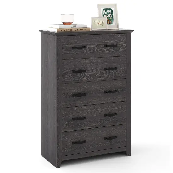 Tall Storage Dresser with 5 Slide Out Drawers and Smooth Metal Slide Rail Perfect for Any Room Gray {4}