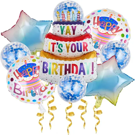 Balloons Birthday Cake Mylar Balloons - Purple {1}