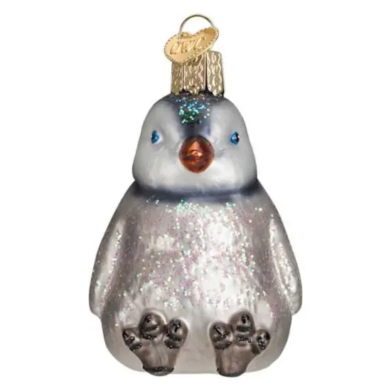 Old World Christmas 3.0 Inch Sitting Penguin Chick Tree Ornament , Ornament Birds Snow Ice Black {1}