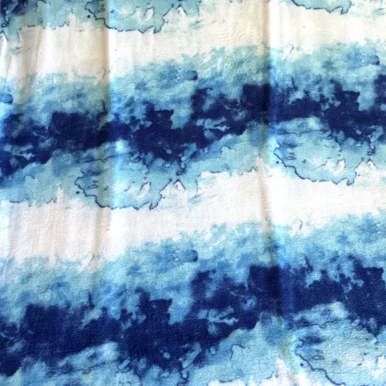 Blue Watercolor Anti-Pill Premium No-Sew Throw Fleece Fabric Kit (72x60) (Royal Blue) {3}