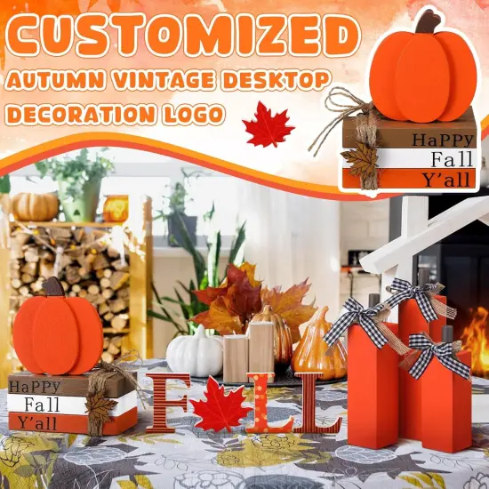 11pcs Fall Decorations for Home Pumpkin Tiered Tray Decor Fall Table {5}