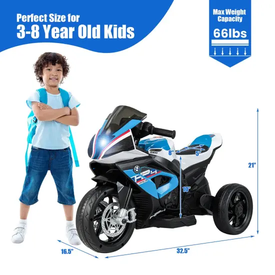 Costway 12V Kids Ride on Motorcycle Licensed BMW 3 Wheels Electric Toy w/ Light & Music {3}