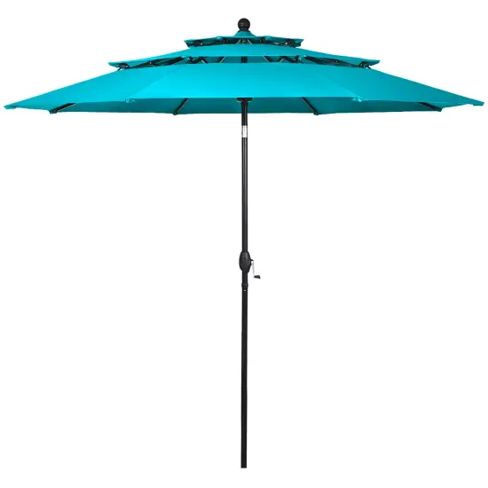 Costway 10ft 3 Tier Patio Market Umbrella Aluminum Sunshade Shelter Double Vented {4}