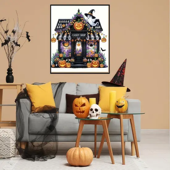 5D Diamond Painting Kits for Adults, Halloween Pumpkin House Diamond Art Kits 11.8x11.8inch {3}