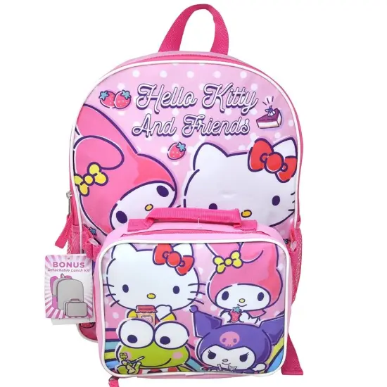 Hello Kitty & Friends 16" Shoulder Backpack with Rectangular Lunch Bag {1}