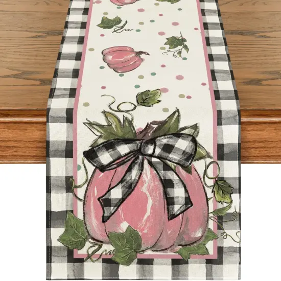 Pink Pumpkin Bowknot Buffalo Plaid 210 GSM {1}
