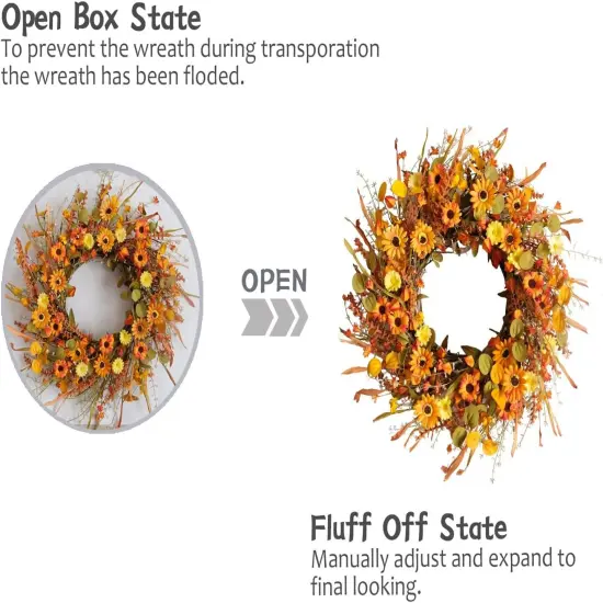 22 Inch Fall Autumn Harvest Wreath {4}