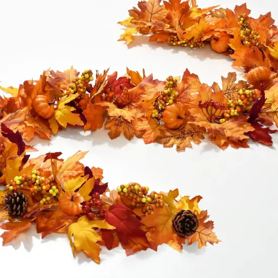Fall Leaves Garland with Maple Leaves Pumpkins {5}