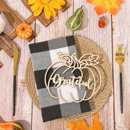 24Pcs Thanksgiving Cutout Wood Sign Wooden Plate Decor {2}