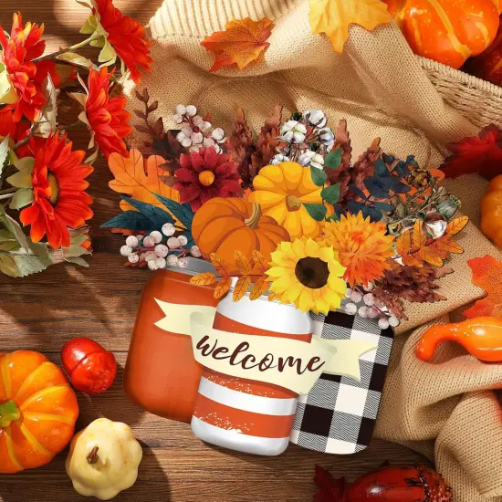 Fall Decor Wood Pumpkin Fall Door Sign {4}