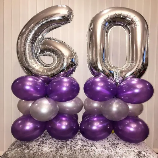 40 Inch Silver 26 Number Balloons - Silver 26 {3}