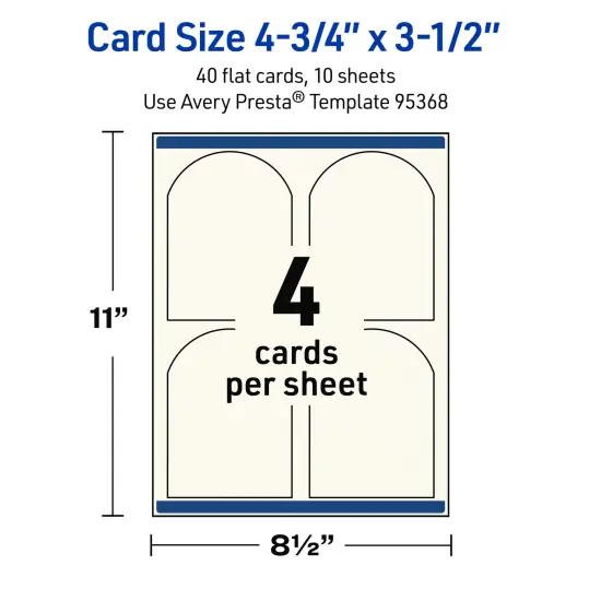Avery Printable Arched Flat Cards, Sure Feed Technology, 4-3/4" x 3-1/2", Matte Ivory Cardstock, Print-to-The-Edge, Laser/Inkjet Printable, 40 Total {11}