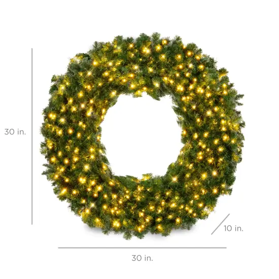 Best Choice Products Artificial Pre-Lit Fir Christmas Wreath Decoration w/ LED Lights {2}