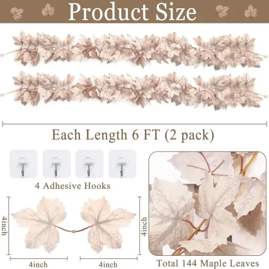 2 Pack 6 Ft Fall Garland with Hooks {2}