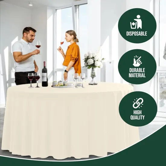 Bulk Pack Plastic Table Cloth - 120 Inch Round Disposable Tablecloth for Parties - Round Tablecloth - Disposable Table Cloths for Parties-Exquisite Party Solids {6}