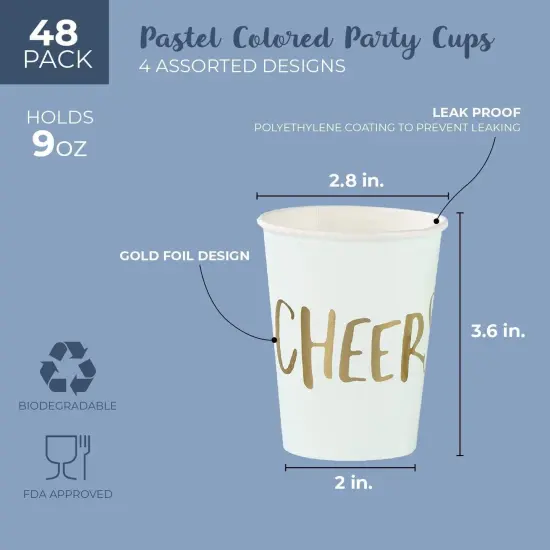 Bachelorette Party Cups, 4 Colors (9 oz, 48 Pack) Blue {6}