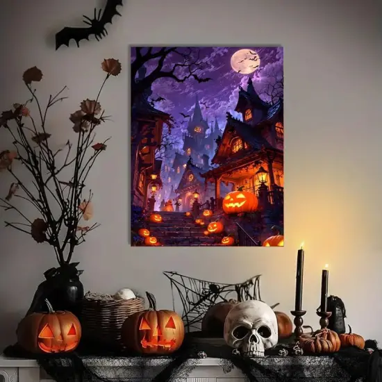 Halloween Pumpkin 5D Diamond Art Painting Kits for Adults,12x16inch {2}