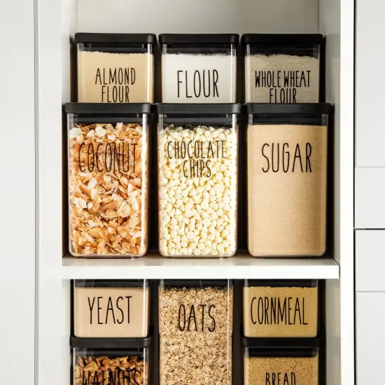 Talented Kitchen 136 Pantry Labels for Food Containers - Preprinted Black All-Caps on Clear Kitchen Food Labels for Organizing Storage Canisters & Jars (Water Resistant) {2}