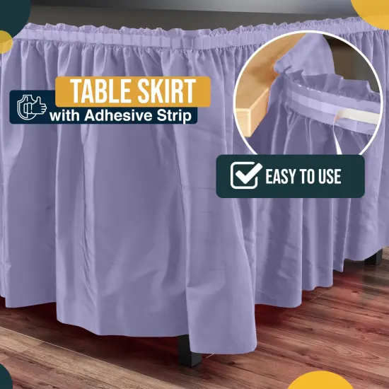 Ruffle Disposable Table Skirt 14 Ft Long Pleated Table Skirts with Adhesive Strip &ndash; Fits 6ft+ Rectangle or Round Tables &ndash; Ideal for Birthday Parties, Gender Reveal, Baby Showers & Event Decorations 6 pack by Exquisite Lavender {3}