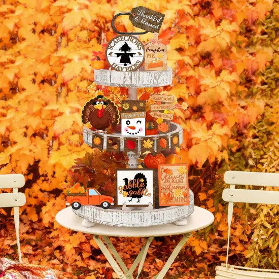 15 Pcs Fall Tiered Tray Decor Set {5}