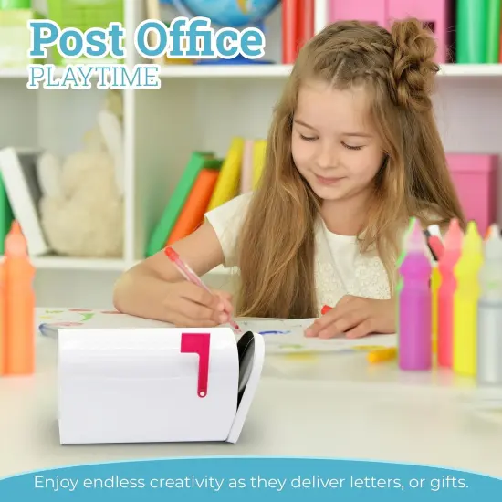 4E's Novelty 9" Tin Mailbox for Kids &ndash; Valentines Classroom Mailbox & Outdoor Pretend Play Toy {3}