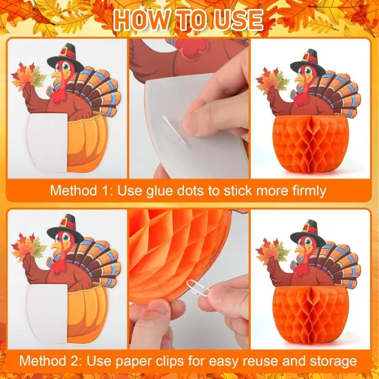 4 Pack Large Thanksgiving Honeycomb Turkey Centerpiece {2}