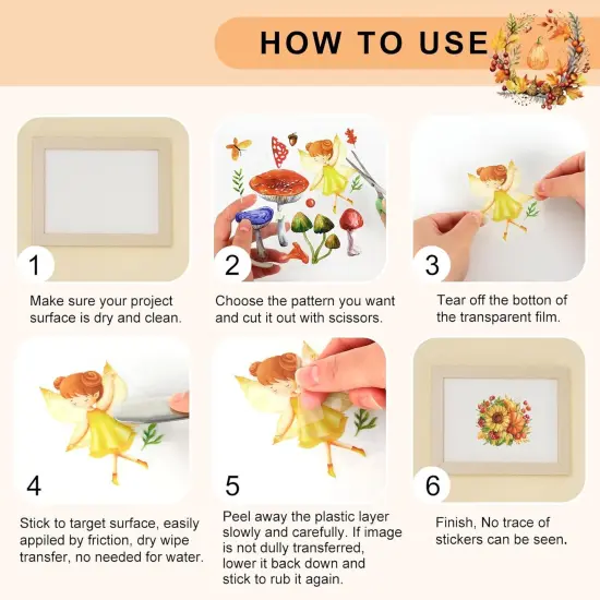 12 Sheet Pumpkin Floral Fall Rub on Transfer for Crafts {2}