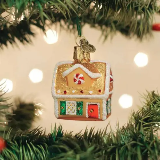 Old World Christmas 2.0 Inch Mini Gingerbread House Tree Ornament , Gumdrops Collection Candy Gold {3}