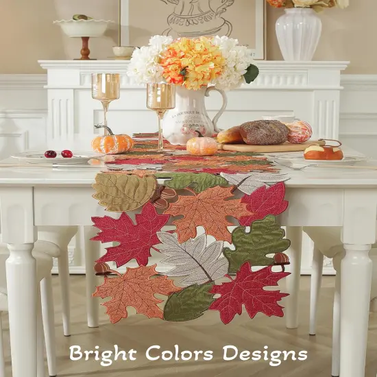 Embroidered Maple Leaf Fall Table Runner {2}
