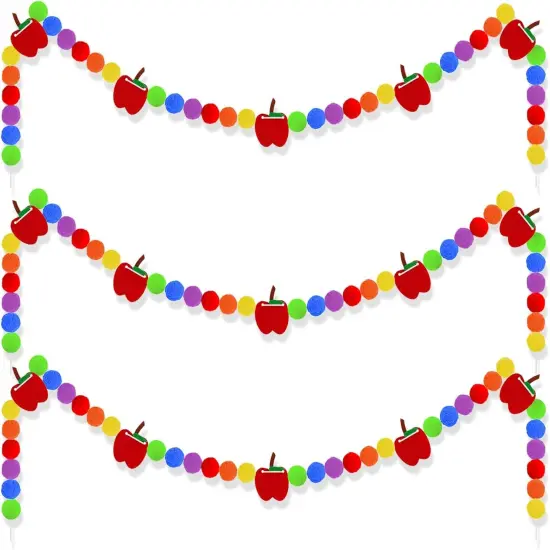 3 Pcs Back to School Felt Banner Apple Garland {1}