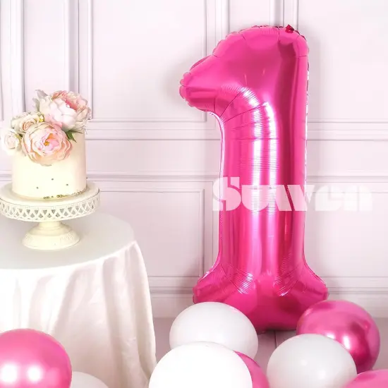 40 Inch Hot Pink Large Number 1 Balloon {3}