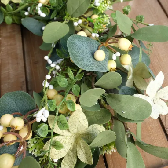 20 Inch Artificial Eucalyptus Berry Wreath {3}