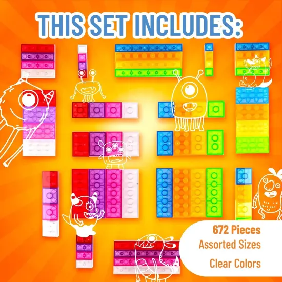 Strictly Briks Toy Building Block, Classic Bricks Building Starter Kit for Kids, 100% Compatible with All Major Brick Brands, Clear Colors, 672 Pieces Multicolor {3}