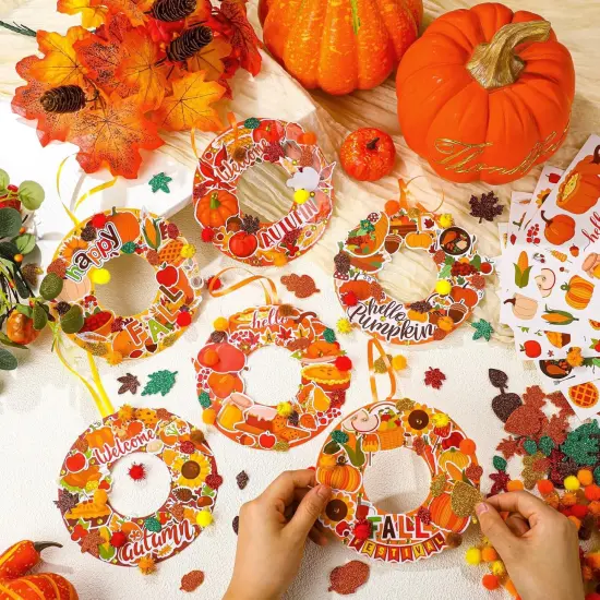 48 Sets Autumn Wreath Craft Kits for Kids {3}