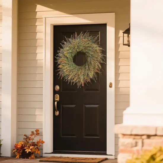 Artificial Fern Leaves and Faux Wheat Grass - Fall Wreath {3}