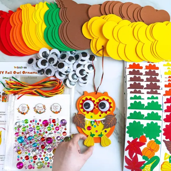 24 Sets Fall Craft Kits Autumn Crafts DIY Fall Owl Ornaments Decorations {2}