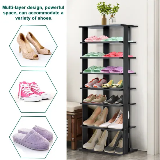 Patented 7-Tier Dual Shoe Rack Practical Free Standing Shelves Storage Shelves Concise {6}