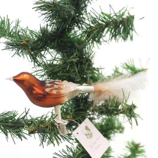 Golden Bell Collection 2.0 Inch Brown Bird W/ Feathers Tree Ornament , Christmas Decor Ornament Tree Forest {1}
