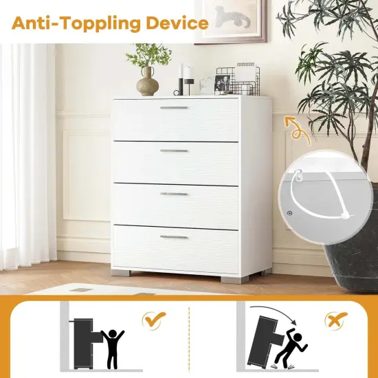 Costway 4 Drawer Storage Cabinet with Metal Legs & Handles Anti-Toppling Devices Gray/White {6}